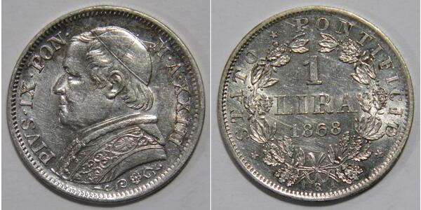 1 Lira Kirchenstaat (752-1870) Silber Pius IX (1792- 1878)