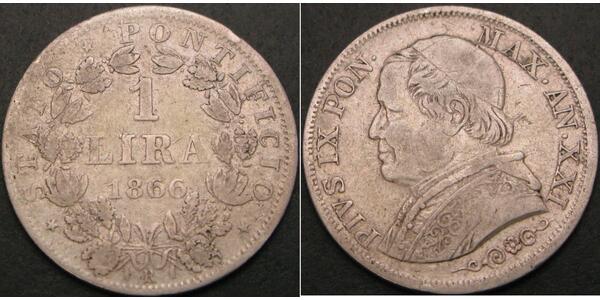 1 Lira Kirchenstaat (752-1870) Silber Pius IX (1792- 1878)