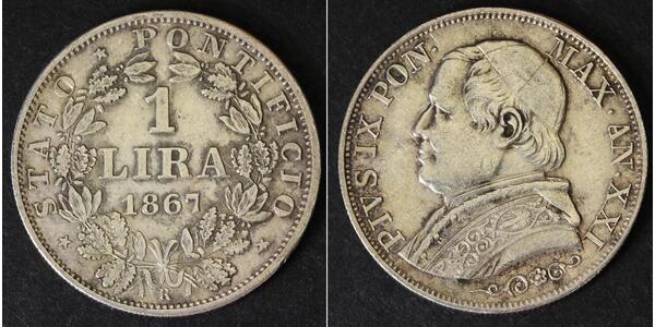 1 Lira Kirchenstaat (752-1870) Silber Pius IX (1792- 1878)