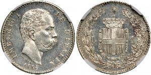 1 Lira Kingdom of Italy (1861-1946) Silver Umberto I (1844-1900)