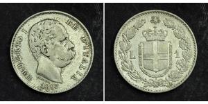 1 Lira Kingdom of Italy (1861-1946) Silver Umberto I (1844-1900)