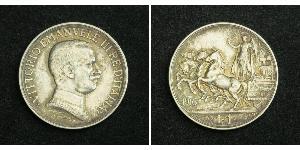 1 Lira Kingdom of Italy (1861-1946) Silver Vittorio Emanuele III (1869 - 1947)