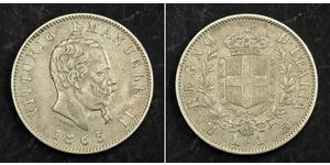 1 Lira Kingdom of Italy (1861-1946) Silver Victor Emmanuel II of Italy (1820 - 1878)