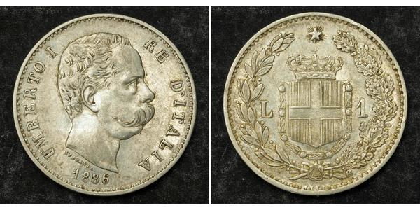 1 Lira Kingdom of Italy (1861-1946) Silver Umberto I (1844-1900)