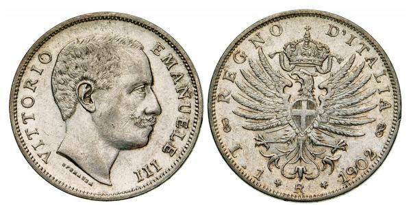 1 Lira Kingdom of Italy (1861-1946) Silver Vittorio Emanuele III (1869 - 1947)