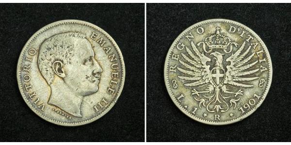 1 Lira Kingdom of Italy (1861-1946) Silver Vittorio Emanuele III (1869 - 1947)