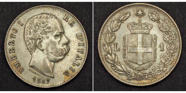 1 Lira Kingdom of Italy (1861-1946) Silver Umberto I (1844-1900)