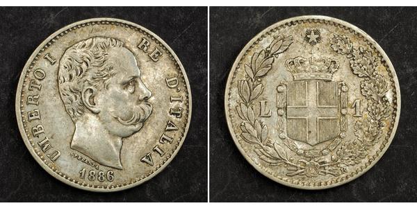 1 Lira Kingdom of Italy (1861-1946) Silver Umberto I (1844-1900)