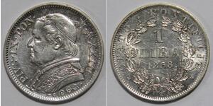 1 Lira Papal States (752-1870) Silver Pope Pius IX (1792- 1878)