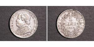 1 Lira Papal States (752-1870) Silver Pope Pius IX (1792- 1878)