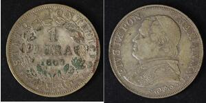 1 Lira Papal States (752-1870) Silver Pope Pius IX (1792- 1878)
