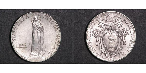 1 Lira 梵蒂冈 Stainless steel Pope Pius XII  (1876 - 1958)