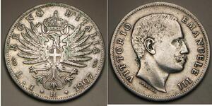 1 Lira 意大利王國 (1861-1946) 銀 Vittorio Emanuele III (1869 - 1947)