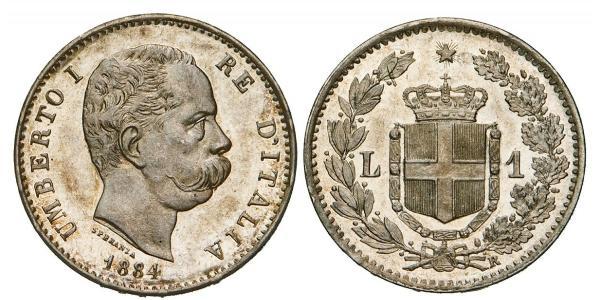 1 Lira 意大利王國 (1861-1946) 銀 Umberto I (1844-1900)