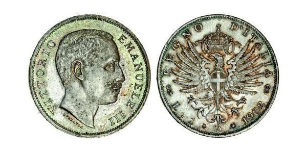 1 Lira 意大利王國 (1861-1946) 銀 Vittorio Emanuele III (1869 - 1947)