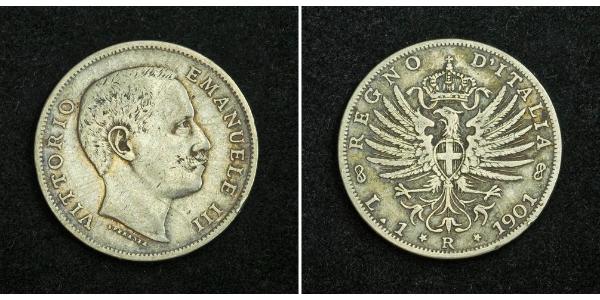 1 Lira 意大利王國 (1861-1946) 銀 Vittorio Emanuele III (1869 - 1947)