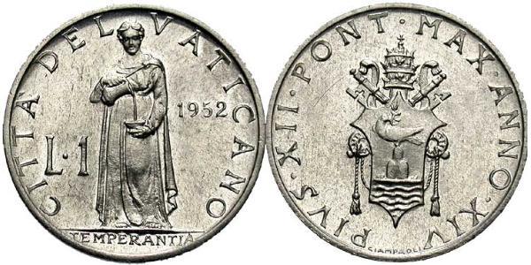 1 Lira 梵蒂冈 铝 Pope Pius XII  (1876 - 1958)