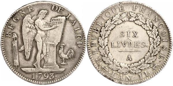 1 Livre Erste Französische Republik  (1792-1804) Silber 