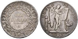 1 Livre French First Republic (1792-1804) Silver 