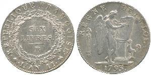 1 Livre French First Republic (1792-1804) Silver 