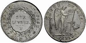 1 Livre French First Republic (1792-1804) Silver 