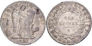 1 Livre French First Republic (1792-1804) Silver 