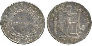 1 Livre French First Republic (1792-1804) Silver 