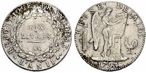 1 Livre French First Republic (1792-1804) Silver 