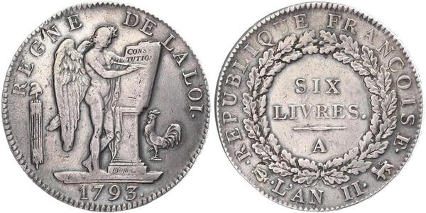 1 Livre French First Republic (1792-1804) Silver 