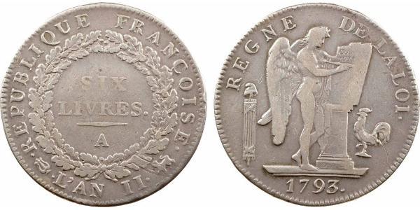 1 Livre French First Republic (1792-1804) Silver 