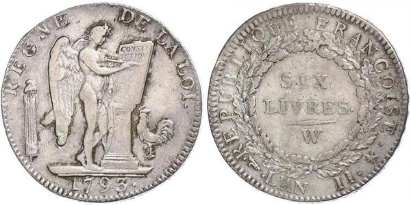 1 Livre French First Republic (1792-1804) Silver 