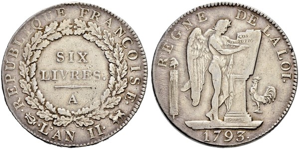 1 Livre Первая французская республика  (1792-1804) Серебро 