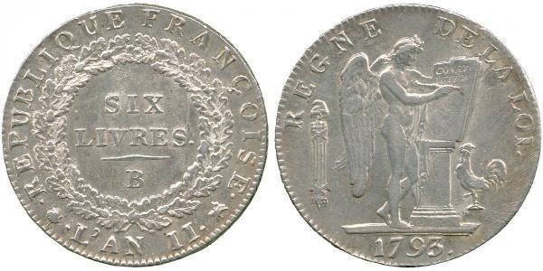 1 Livre Первая французская республика  (1792-1804) Серебро 