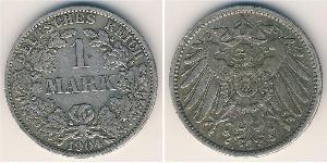 1 Mark Empire allemand (1871-1918) Argent Wilhelm II, German Emperor (1859-1941)