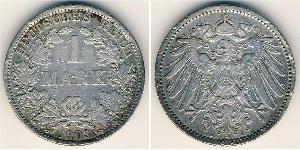 1 Mark Empire allemand (1871-1918) Argent Wilhelm II, German Emperor (1859-1941)