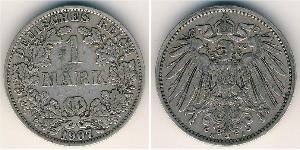 1 Mark Empire allemand (1871-1918) Argent Wilhelm II, German Emperor (1859-1941)