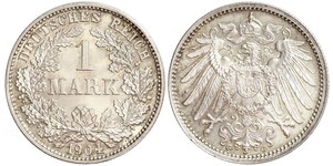 1 Mark Empire allemand (1871-1918) Argent Wilhelm II, German Emperor (1859-1941)