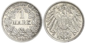 1 Mark Empire allemand (1871-1918) Argent Wilhelm II, German Emperor (1859-1941)