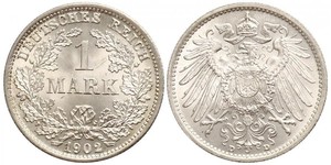 1 Mark Empire allemand (1871-1918) Argent Wilhelm II, German Emperor (1859-1941)