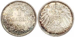 1 Mark Empire allemand (1871-1918) Argent Wilhelm II, German Emperor (1859-1941)