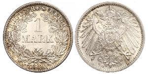 1 Mark Empire allemand (1871-1918) Argent Wilhelm II, German Emperor (1859-1941)