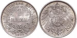 1 Mark Empire allemand (1871-1918) Argent Wilhelm II, German Emperor (1859-1941)