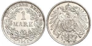 1 Mark Empire allemand (1871-1918) Argent Wilhelm II, German Emperor (1859-1941)