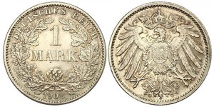 1 Mark Empire allemand (1871-1918) Argent Wilhelm II, German Emperor (1859-1941)