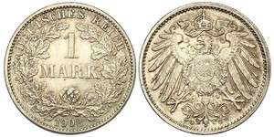 1 Mark Empire allemand (1871-1918) Argent Wilhelm II, German Emperor (1859-1941)