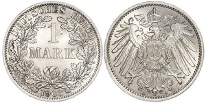 1 Mark Empire allemand (1871-1918) Argent Wilhelm II, German Emperor (1859-1941)