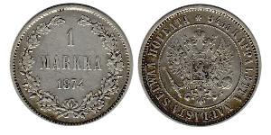 1 Mark Grand-duché de Finlande (1809 - 1917) Argent Nicolas II (1868-1918)