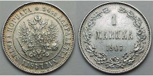 1 Mark Grand-duché de Finlande (1809 - 1917) Argent Nicolas II (1868-1918)