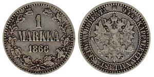 1 Mark Grand-duché de Finlande (1809 - 1917) Argent Alexandre II (1818-1881)