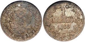 1 Mark Granducato di Finlandia (1809 - 1917) Argento Alessandro II (1818-1881)